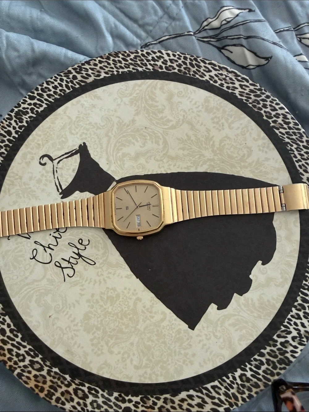 Seiko Gold Tone Day-Date Dress Watch